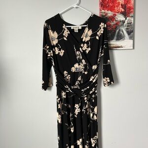Floral Black and Cream Dress
